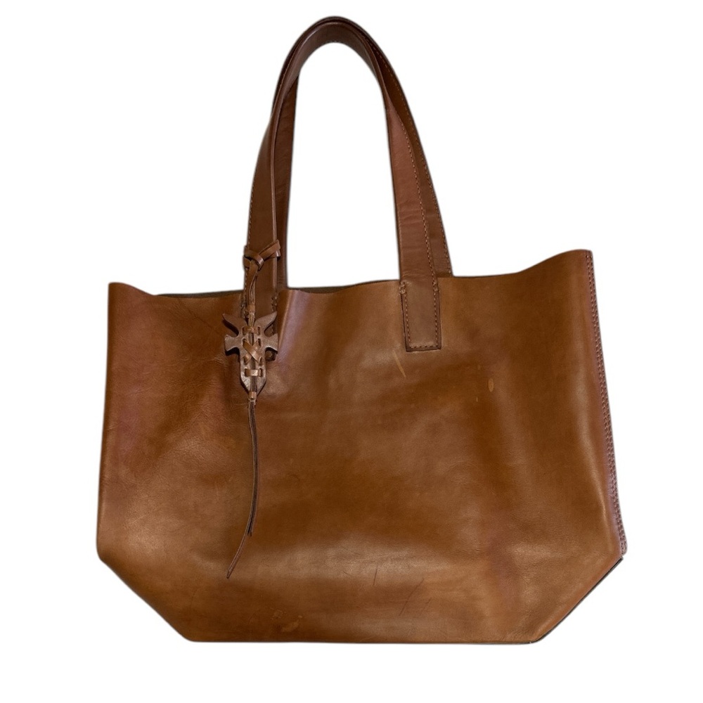 Frye Carson Leather Tote Dual Handles Open Top Bag Brown - Picture 5 of 12